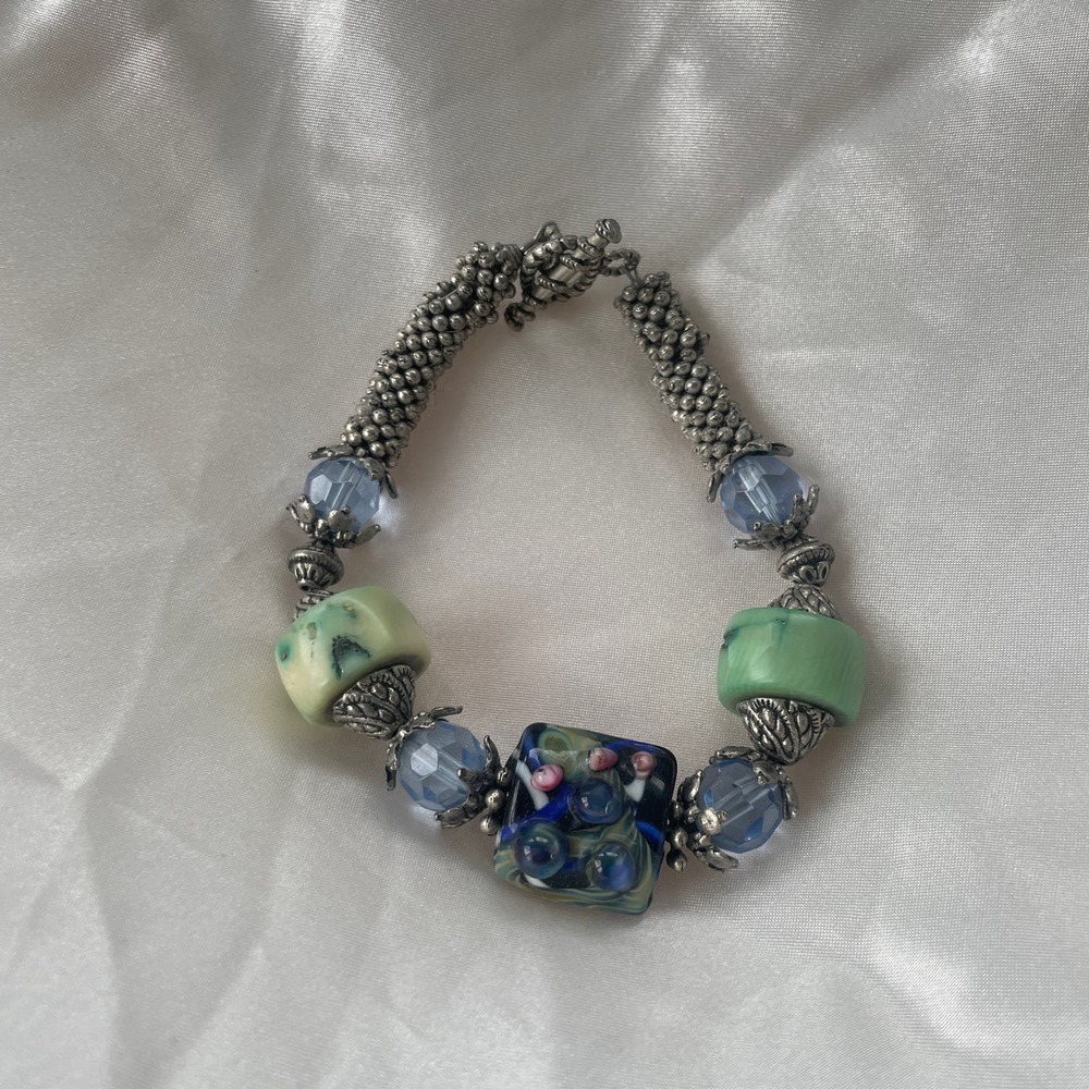 Funky Art Glass Bead Bracelet